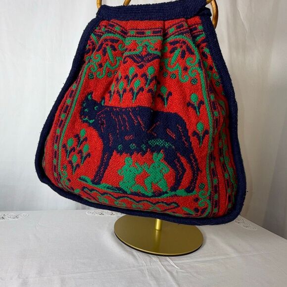 Vintage 1960s Italian Tapestry Handbag | “ROMA” Basilica & Capitoline Wolf Scene - Picture 6 of 12